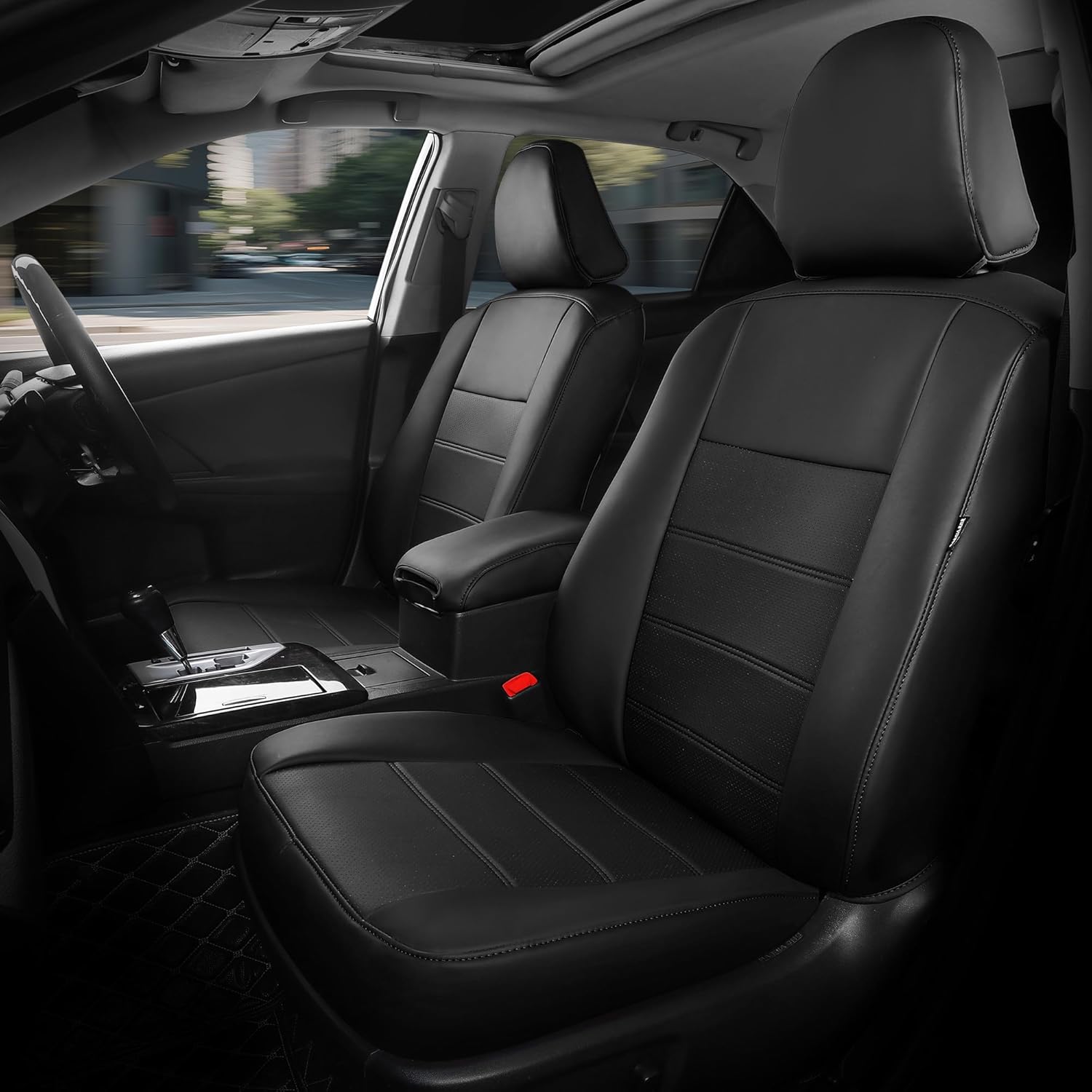 High-End Custom Seat Covers for Toyota Camry 2012-2017 L/LE/XLE - Durable Breathable Faux Leather Full Set Seat Protectors