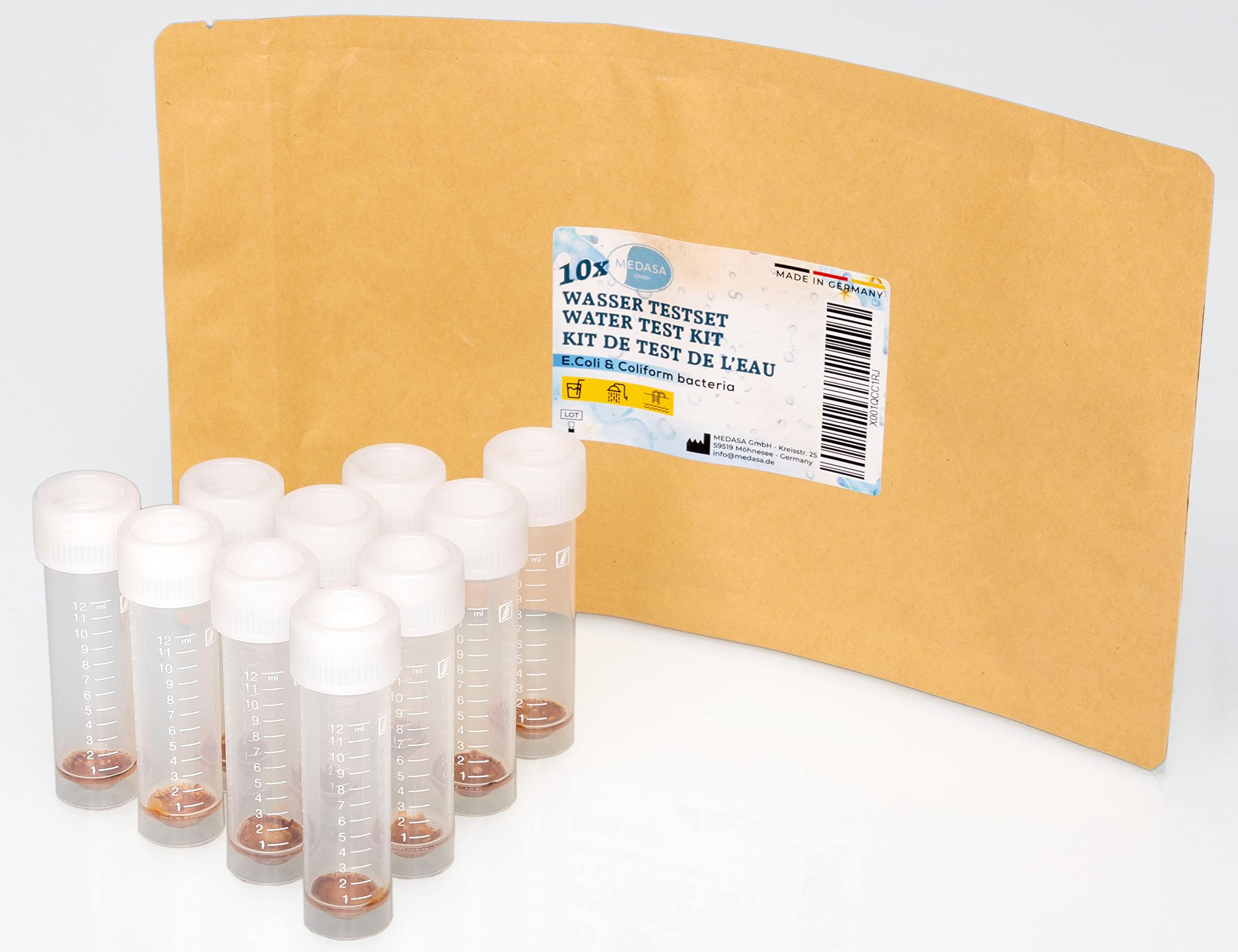 Prueba de agua para bacterias coliformes E.coli Prueba en agua potable y agua de pozo Check (paquete de 10 pruebas)