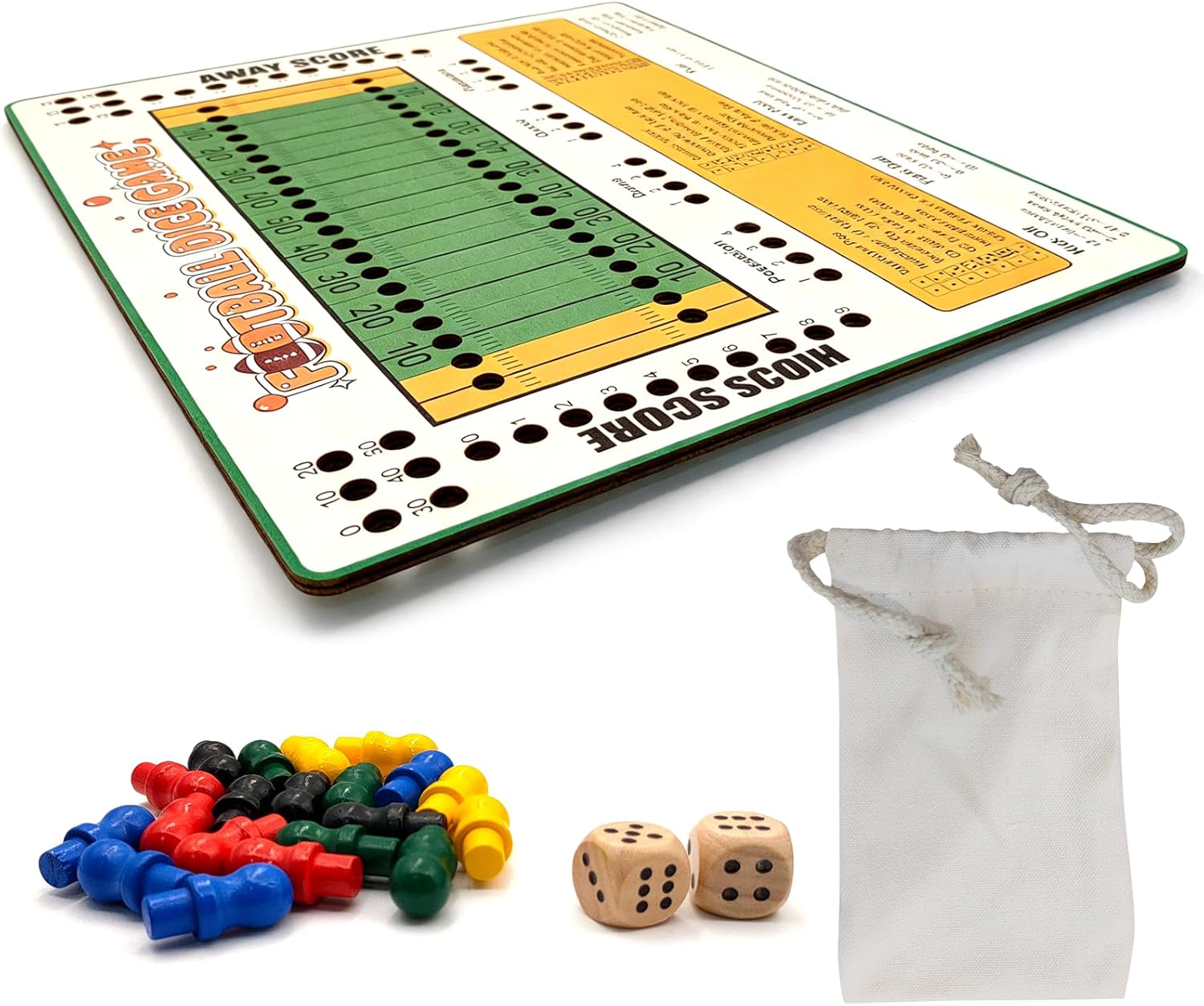 Football Dice Challenge – Premium Wooden Board Game with Scoring Tray for Competitive Family Play and Gifting
