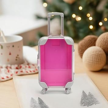 Mini Suitcase Party Favor Box Travel Accessory Luggage Storage Tray with Sturdy Pp Material And Rotating Handle Suitable for Craft Projects Toy Organi, Purple Red