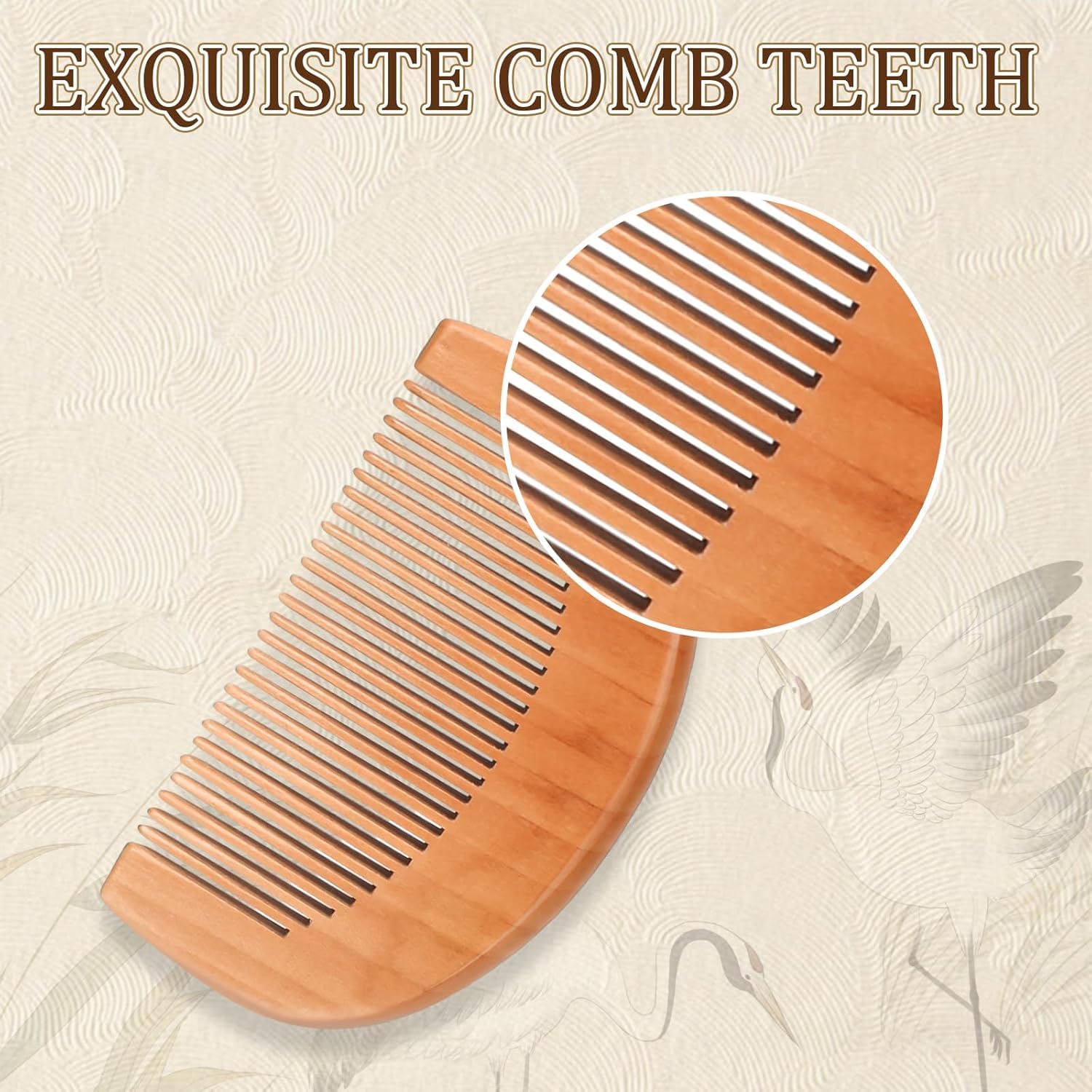 2pcs Wooden Hair Comb Set, Curved Anti-Static Combs with Handle for Men & Women - Image 4