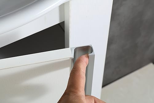 Miniatura 5 de Fine Fixtures Compacto - Juego de tocador de baño pequeño con fregadero, armario montado en la pared, parte superior del fregadero y espejo incluido