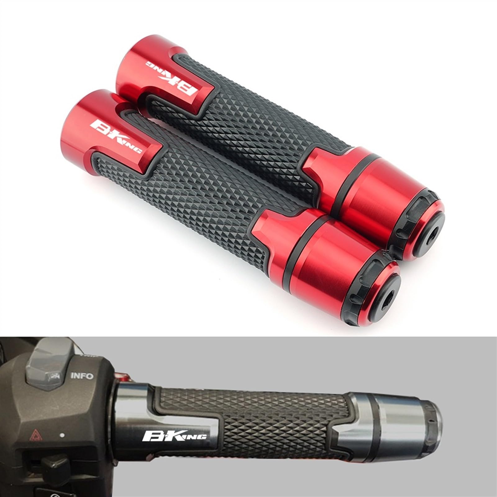 Contrapesos Manillar Moto para S┐uzuki GSX1300 B┐King 2008-09 2010 2011 2012 B-King Motocicleta 7/8 "22mm Empuñaduras Manillar Barra Extremo Enchufe Accesorios(Red)