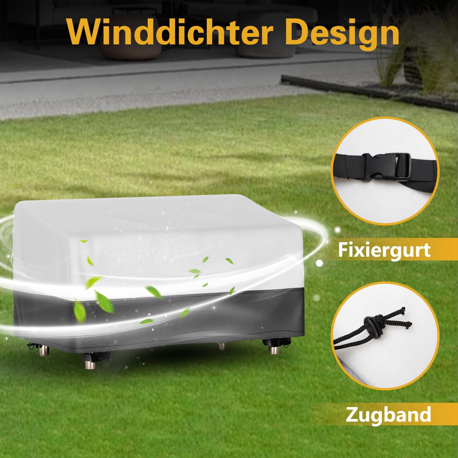 EVRBUL Gartenbank Abdeckung für 2 Sitzer 420D Outdoor-Sofacover mit Luftdüsen 147cm x 82cm x 79cm (58" × 32" × 31")
