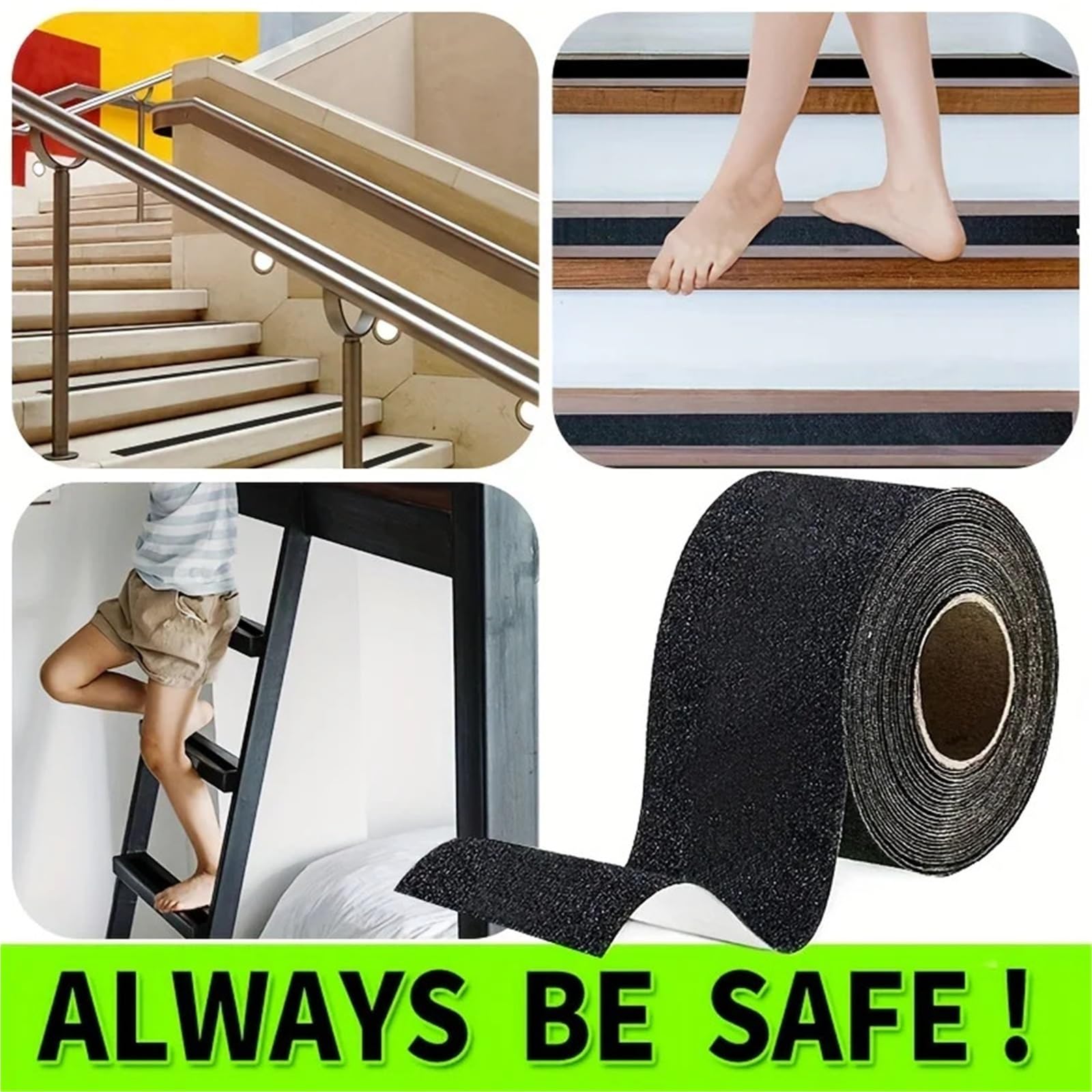 Cinta Antideslizante Cinta de Agarre de Seguridad Antideslizante (2 Rollos) for Interiores y Exteriores, Fuerte Adhesivo, Cinta de tracción de Seguridad for escaleras y Suelos.(10CMX10M)