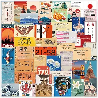 50枚セット 日本 旅行 ステッカー ジャパン トラベル カルチャー 防水デカール 漫画ご褒美シール DIY 素材 ギター 車 自転車 水筒 スケート 携帯ノート スーツケース 子供 学生 ギフト 誕生日 プレゼント 贈り物に適用 [並行輸入品]