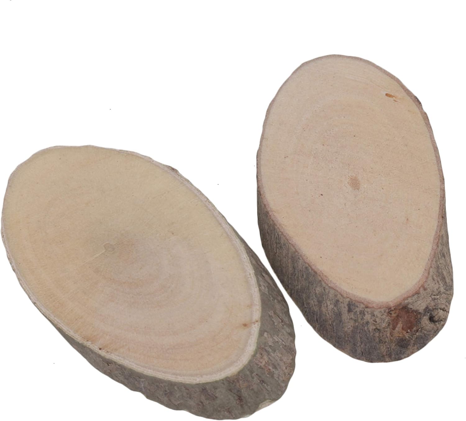 RDEXP Mini 1.57x0.78x0.2inch Natural Pine Wood Oval Shaped Discs Tree Bark Wooden Circles for DIY Crafts Pack of 100