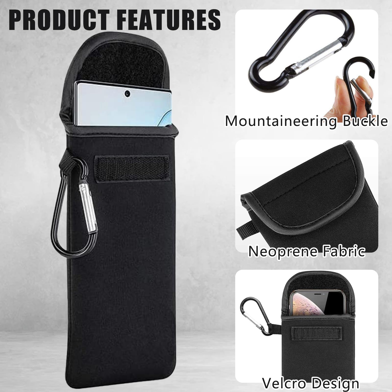 étui Universel Dragonne Housse Néoprène Pour Smartphone - Pochette De Protection Universelle Avec Dragonne | Noir Accessoire Téléphone Universel