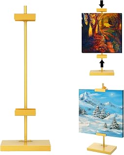 Gold Tabletop Picture Frame Easel Stand 16. 5 Inch Adjustable Metal Frames Holder Stand Table Display Easel Picture Display Floor Art Holder for Home Exhibition Restaurant