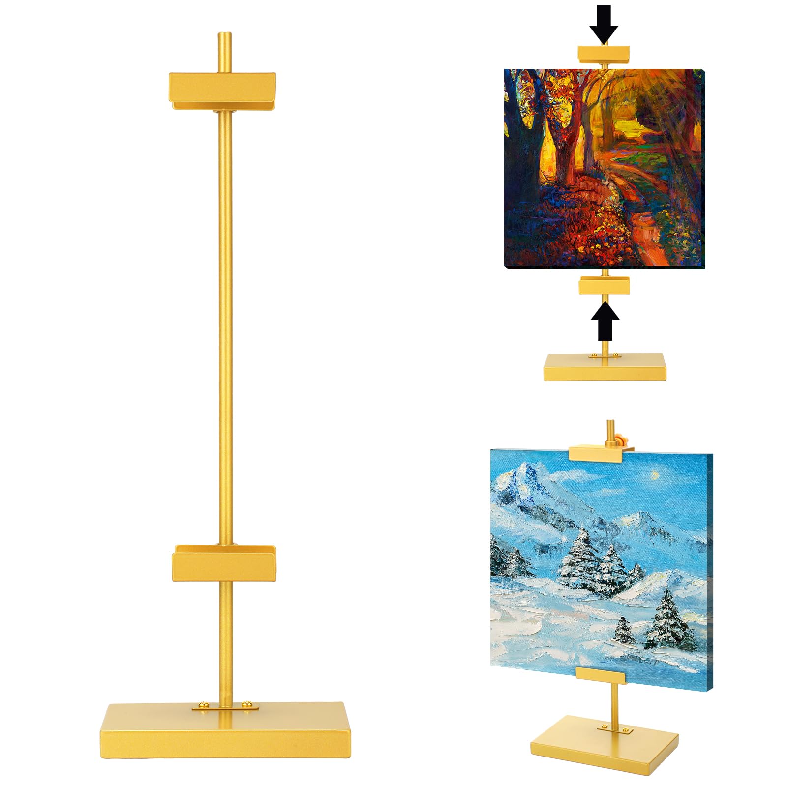 Photo 1 of [STAND IS BENT] Yaocom Gold Tabletop Picture Frame Easel Stand 16. 5 Inch Adjustable Metal Frames Holder Stand Table Display Easel Picture Display Floor Art Holder for Home Exhibition Restaurant