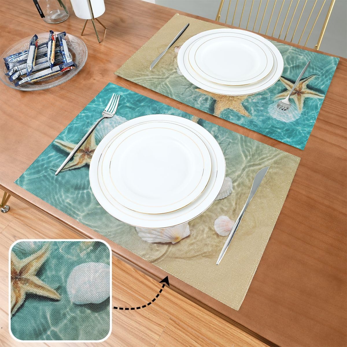 Tovagliette all'americana lavabili per cucina Tovagliette Set di 4,Zebra modello animale marrone