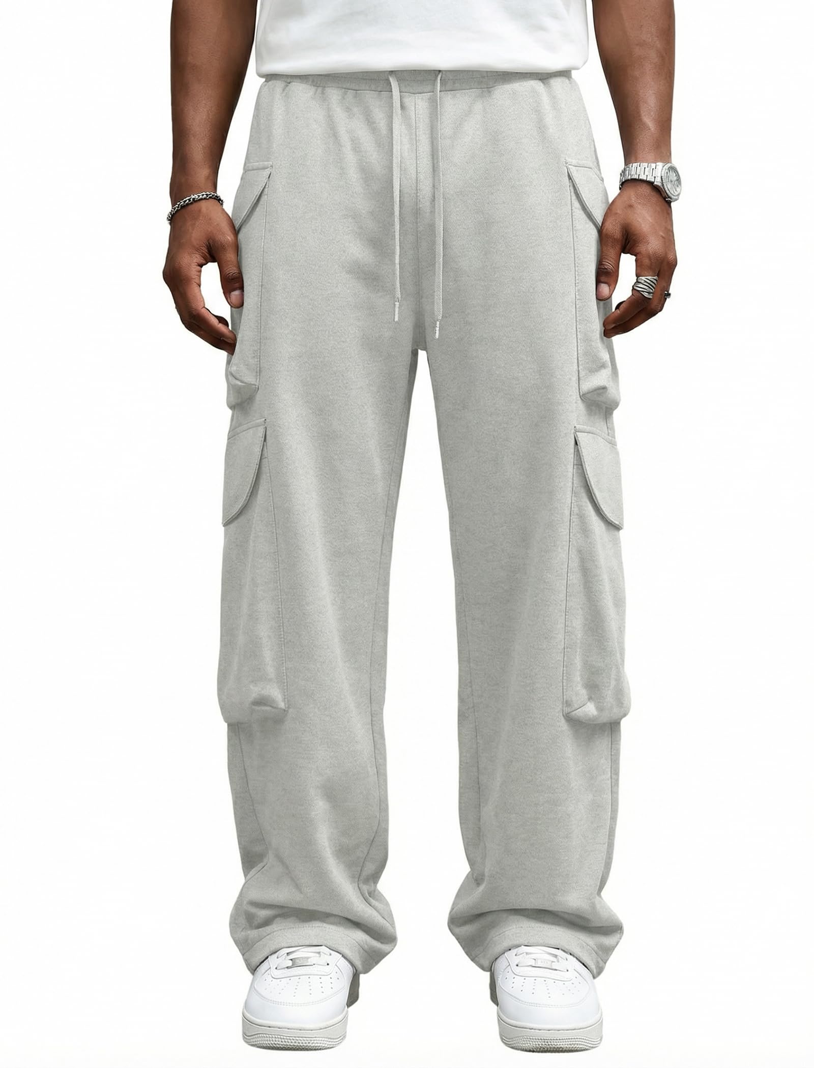 ZAFUL Mens Parachute Sweatpants Y2k Baggy Track Pants Drawstring Wide Leg Casual Trousers Streetwear