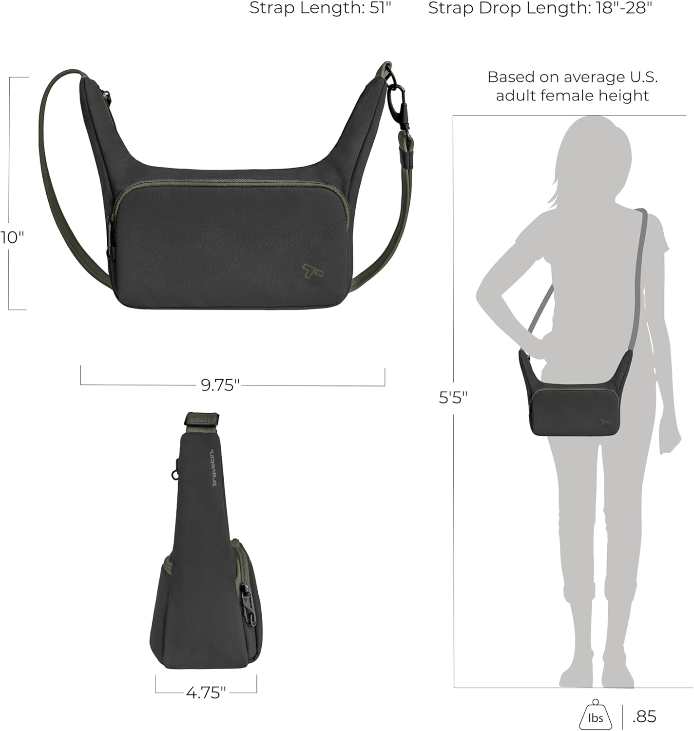 Travelon unisex-adult Travelon Anti-theft the Voyages East/West Crossbody - Image 5