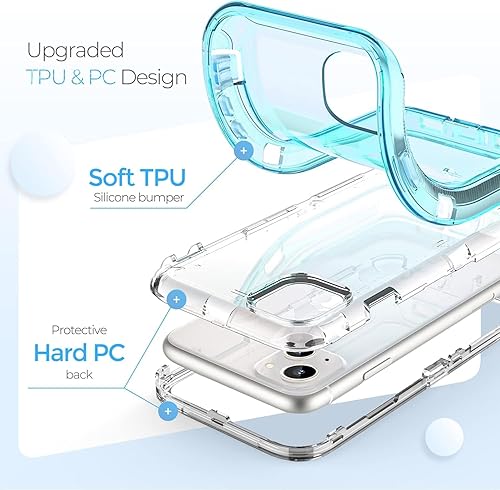 Miniatura 3 de ORIbox Funda azul para iPhone 15 Plus14 Plus, protección contra caídas de grado militar de 10 pies, funda transparente resistente a prueba de golpes