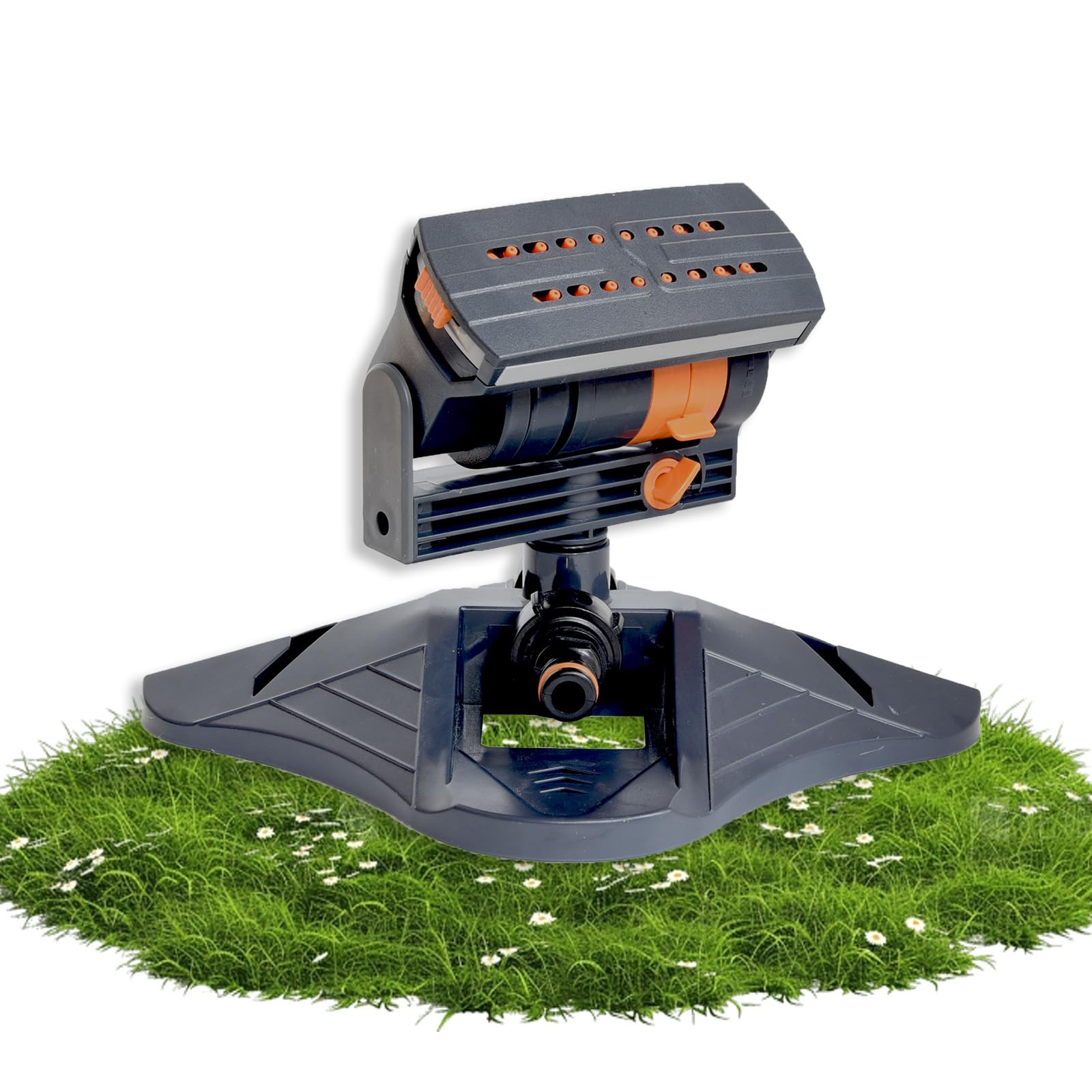 Arroseur Oscillant 16 Buses,Arroseur de Jardin Automatique à Gazon à Grande Base avec Raccord Rapide,Largeur,Portée et Débit Réglables,Arroseur carré pour l'irrigation,Système d'irrigation