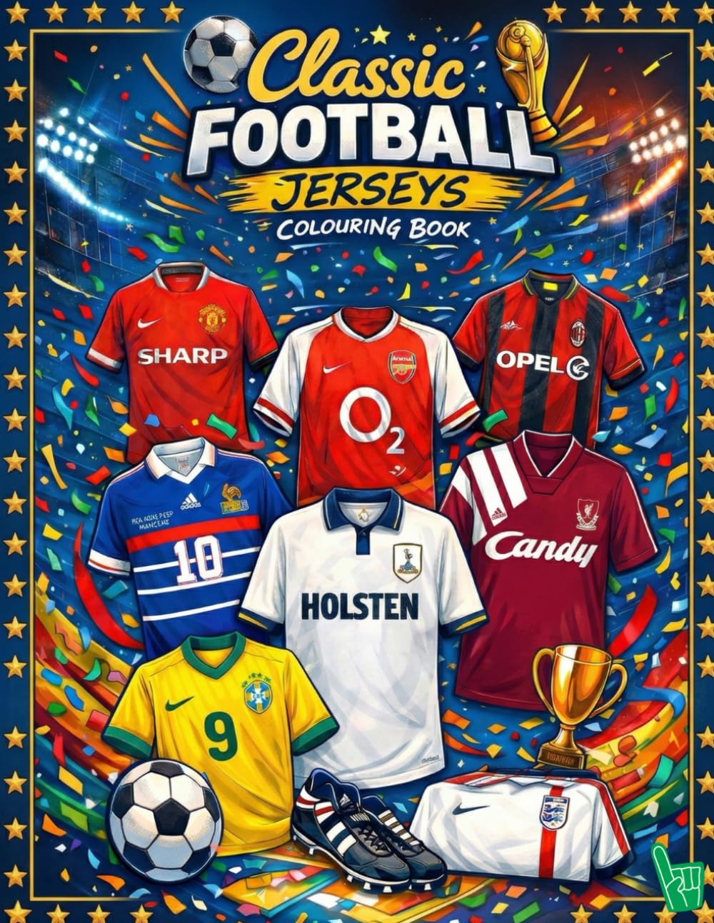 Classic Football Jerseys Colouring Book: Design and color nostalgic soccer shirts