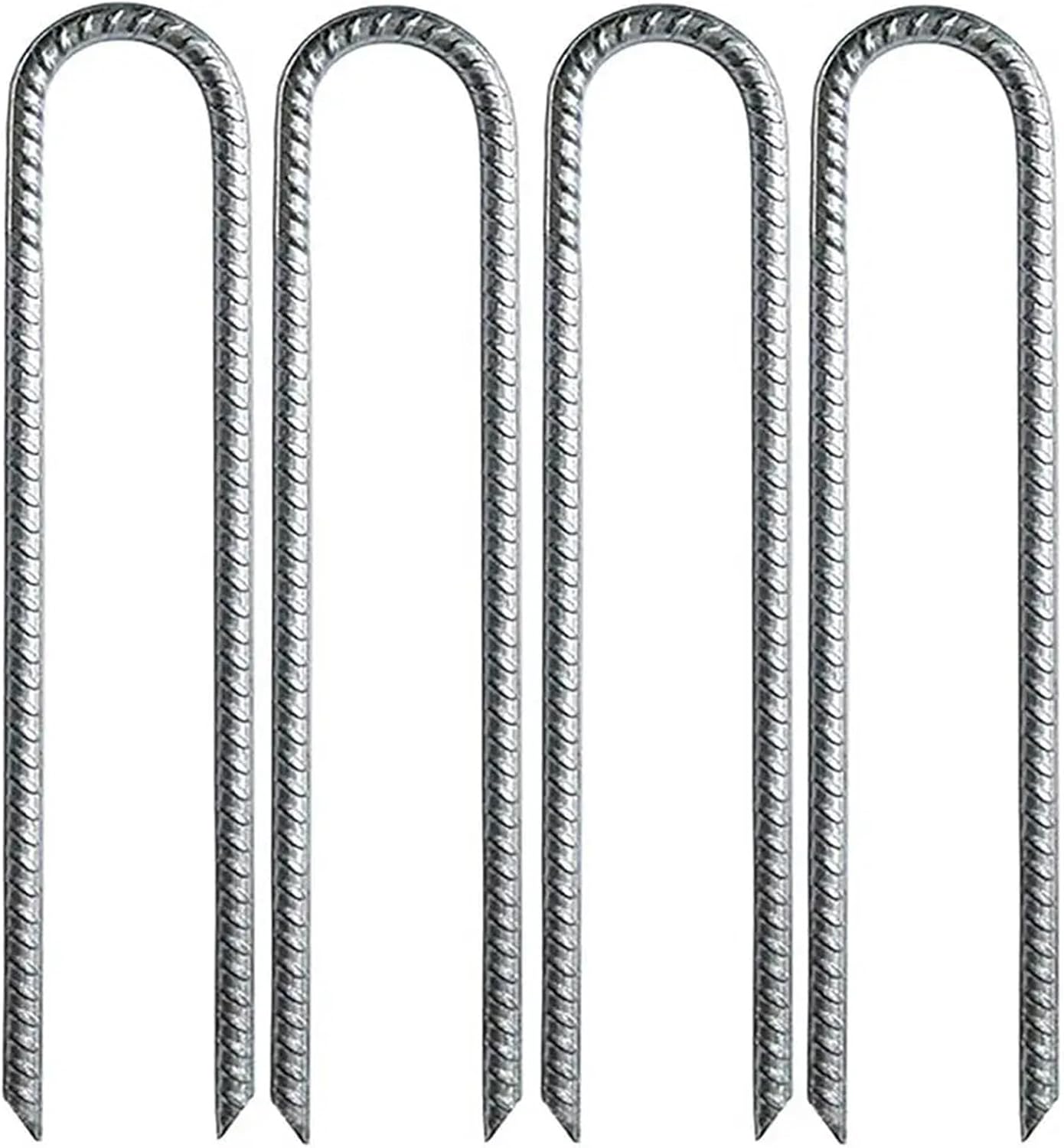 U-Shaped Fencing Staples 4 Pcs 12 Inch U Shaped Tent Pegs Metal Heavy Duty Thick Garden Stakes Galvanised Steel U-Shaped Fencing Staples