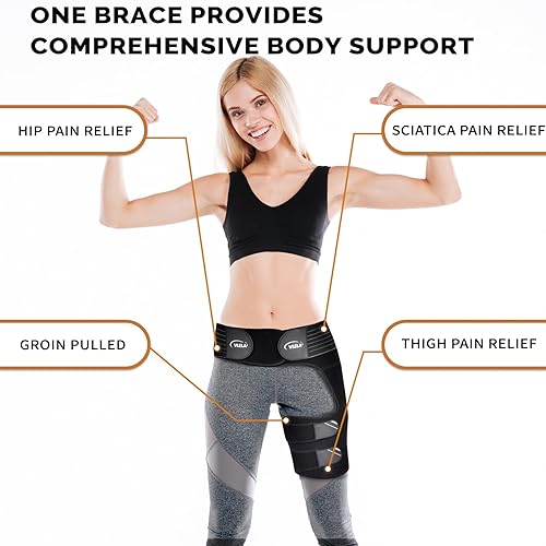 Miniatura 4 de Soporte de cadera para dispositivos de alivio del dolor de ciática, envoltura de compresión de muslo con cinturón extra sacroilíaco para dolor del