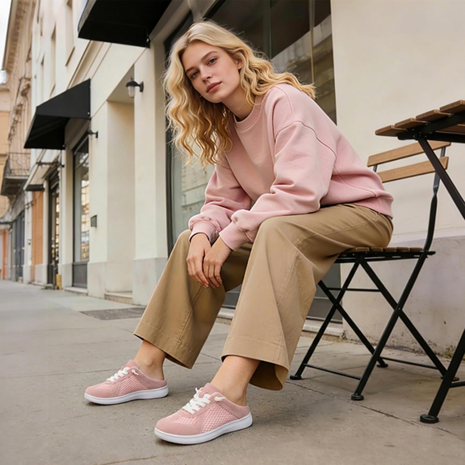 LeIsfIt Mules for Women Wide Slip-on Mule Shoes Breathable Walking Shoes Comfortable Backless Sneakers with Removable Sole - Image 2