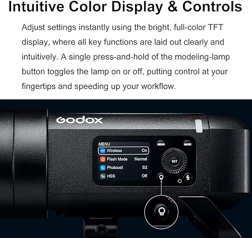 Vista 8 de GODOX AD400 Pro II AD400Pro II AD400ProII 2.4G TTL 1/8000 HSS 400Ws Flash para exteriores, Batería de 21.6V/2600mAh, Tiempo de reciclaje de 0.01~1s