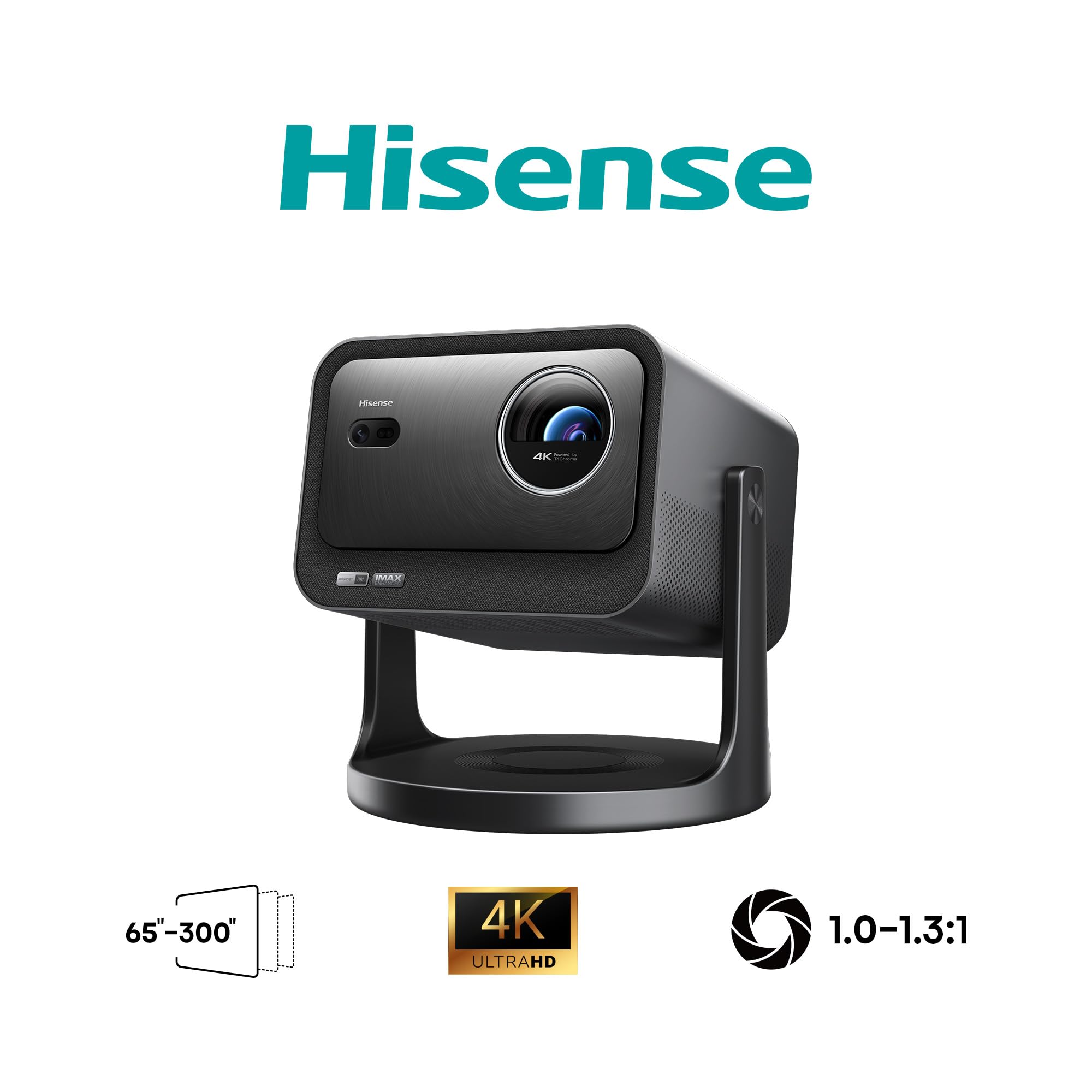Hisense C3 - Proyector Láser TriChroma UHD 4K hasta 300", Zoom Óptico 1.0-1.3:1, 2500 Lúmenes, Contraste 2000:1, IMAX Enhanced, Dolby Vision, Movimiento 360º Horizontal, y 135º en Vertical