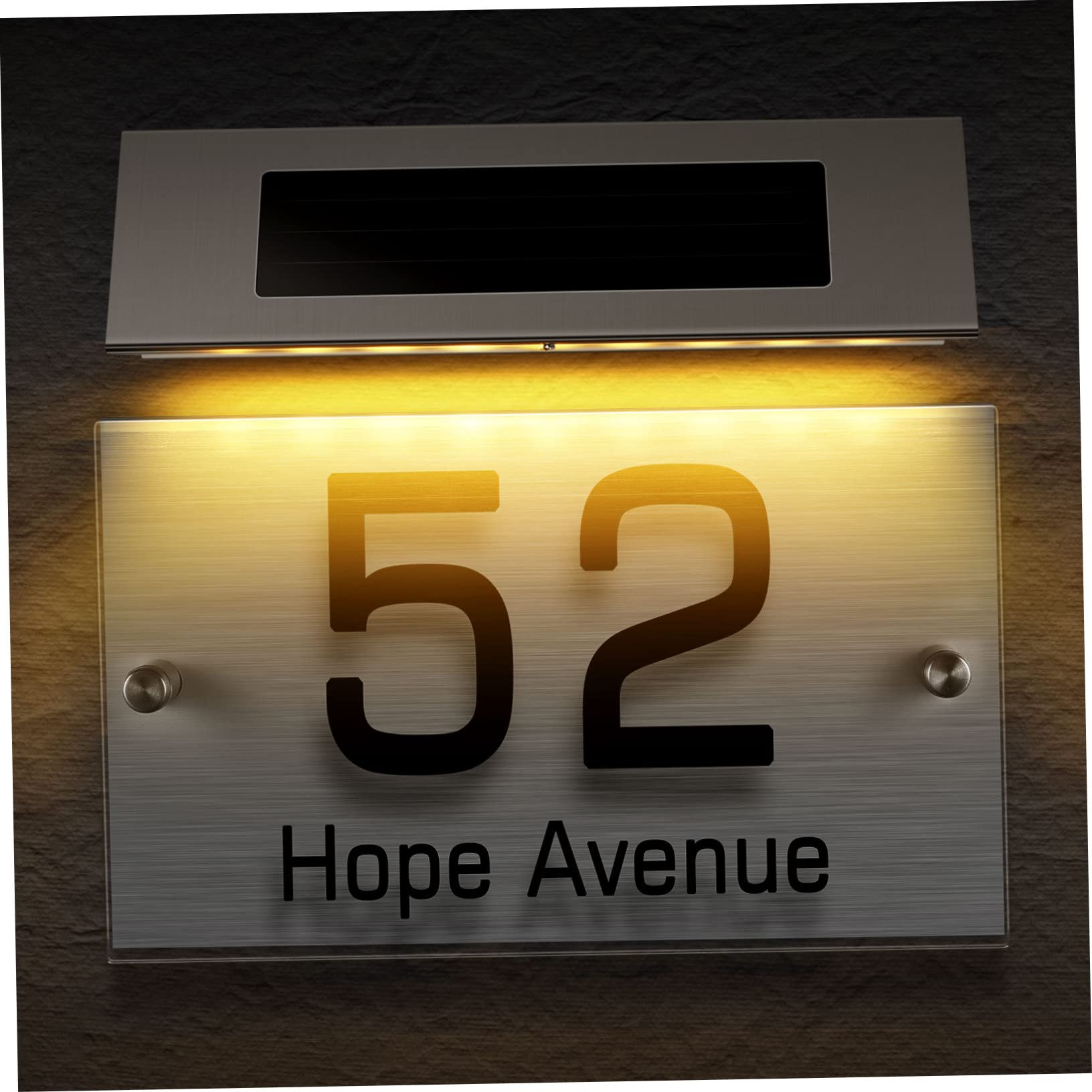 iplusmile Lampada Solare da Esterno con Numeri Civici LED Colori Pannello Acrilico Personalizzabile Luce LED per Indicazione Indirizzo Notturna Facile Installazione Risparmio Energetico per