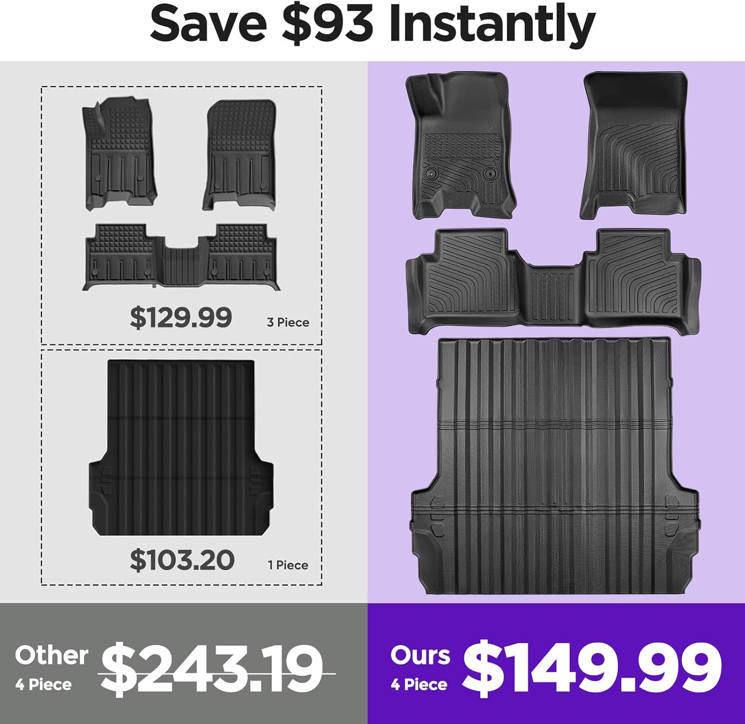 Floor & Bed Mats for Colorado Canyon: 2023 2024 2025 2026, Truck Liners Car Accessories Custom Fit for Chevy Chevrolet Colorado for GMC Canyon 5FT, All Weather Rubber TPE Heavy Duty Full Set Carpet