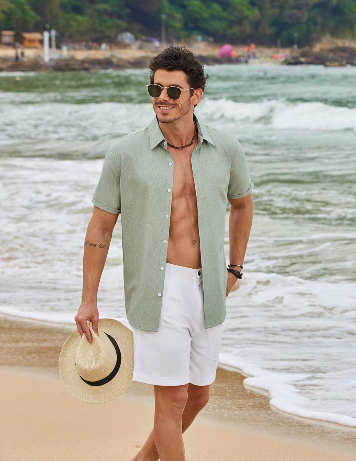 COOFANDY Men's Short Sleeve Button Down Casual Summer Shirts Linen Beach Vacation Shirt - Image 3