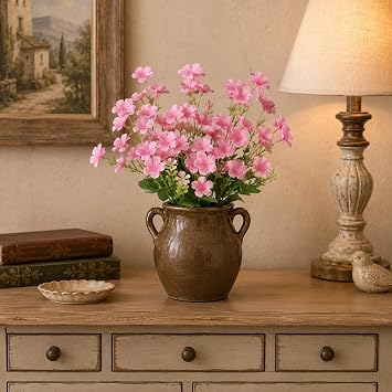 Pink Artificial Flower 100 Bundles Violets Fake Faux Greenery for Flowers Arrangement Plants for Outdoor Indoor Front Door Home Garden Window Wall Decor 0420