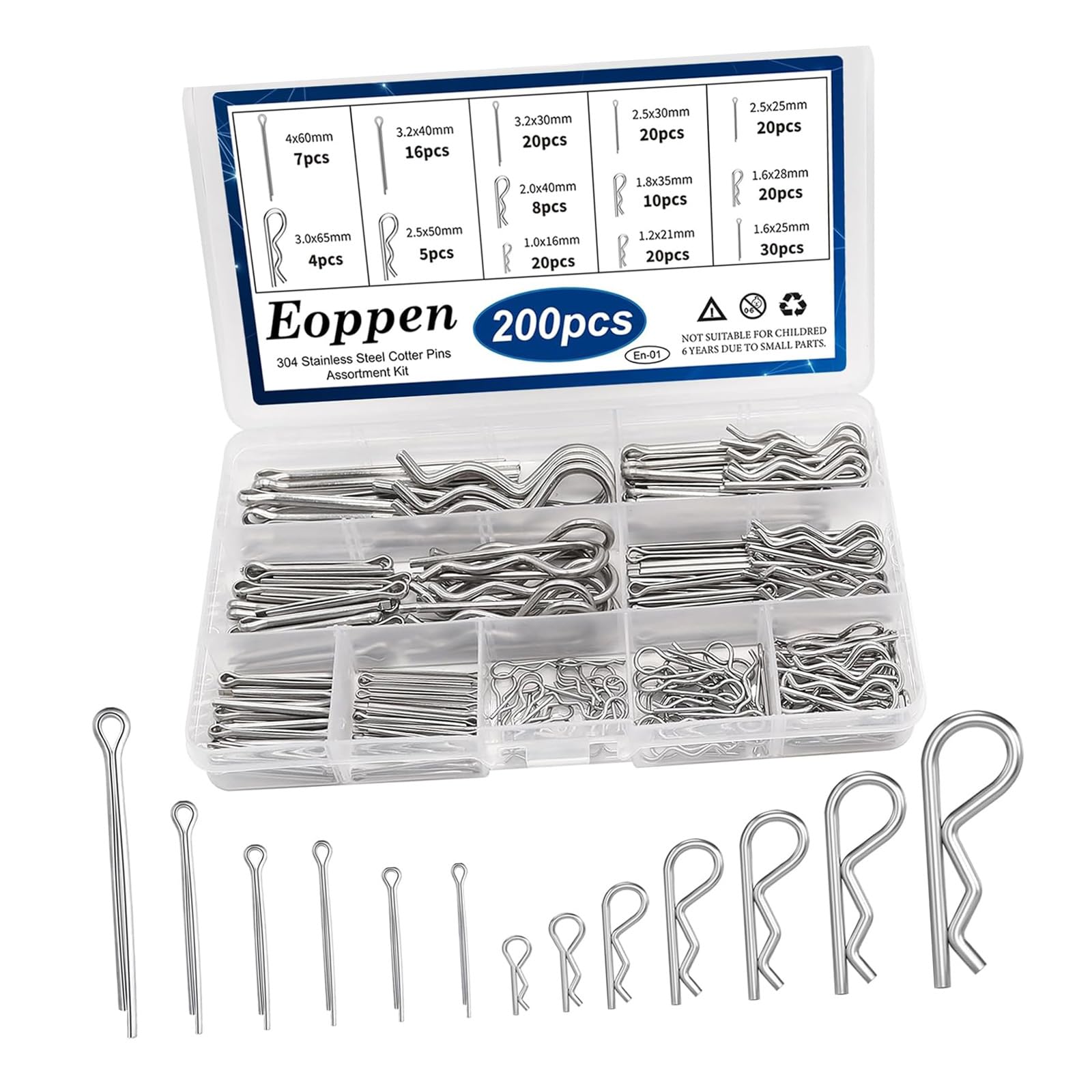 Nvoqilin Multicolor 200Lots Versatile Stainless Steel Clip Locking For Automotive Repair And Outdoor Applications Stainless Cotter Pin