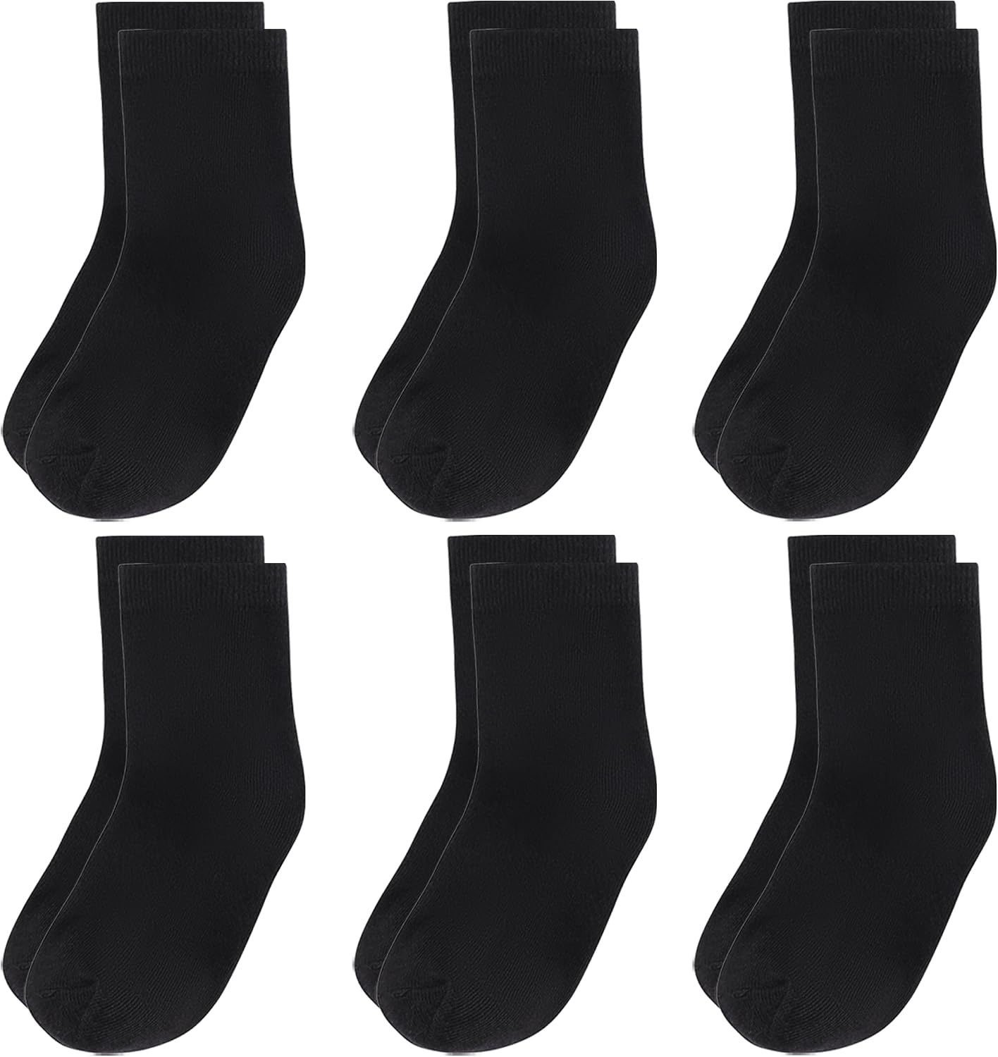 Boys & Girls Dress Socks 6 Pack, Moisture Wicking Kids Crew Socks, Cotton School Uniform Socks for Boys 6-12 Years