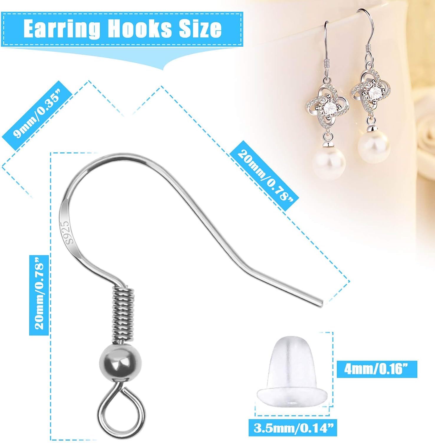 Hypoallergenic Earring Hooks Kit, Anezus 720Pcs Earring Making Kit with Hypoallergenic Earring Hooks, Earring Backs and Jump Rings for Earring Making and Repair