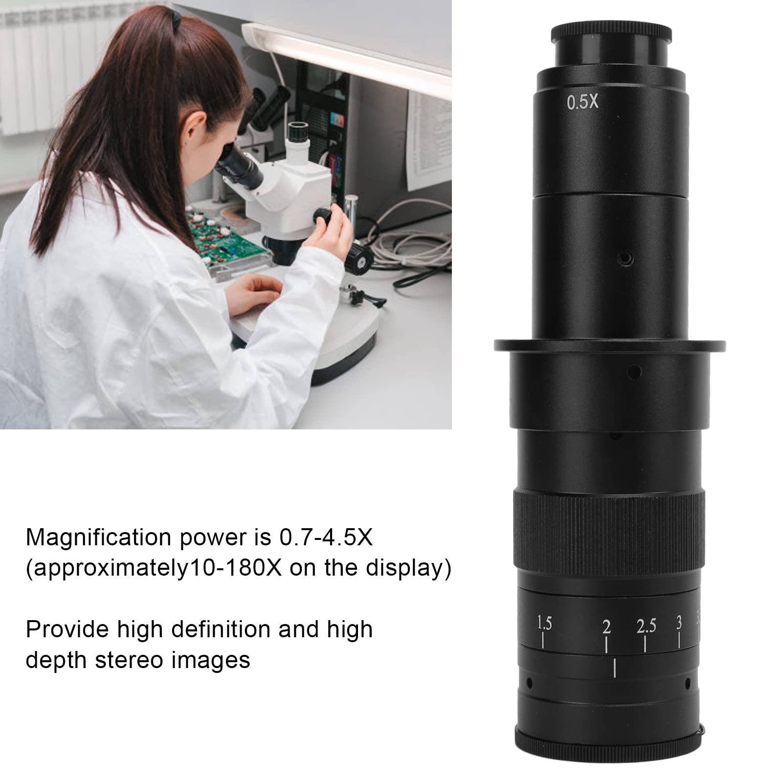 180x Zoom Microscope Aparat Obiektyw a Stopowy Obiektyw z Regulowanym Powiększeniem dla VGA USB Industrial Video Mikroskop