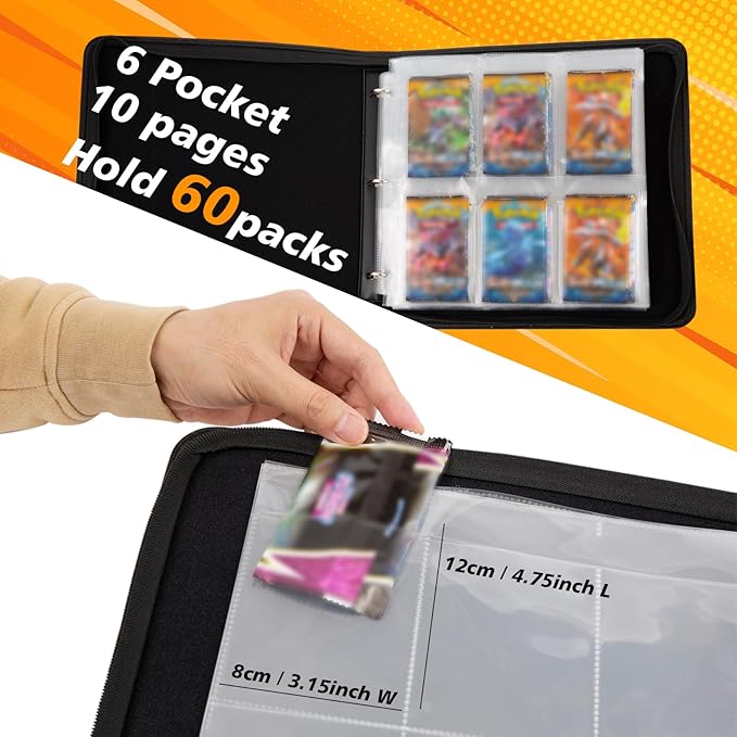 Carpeta para almacenar booster packs de cartas, 6 bolsillos, morado miniatura 4