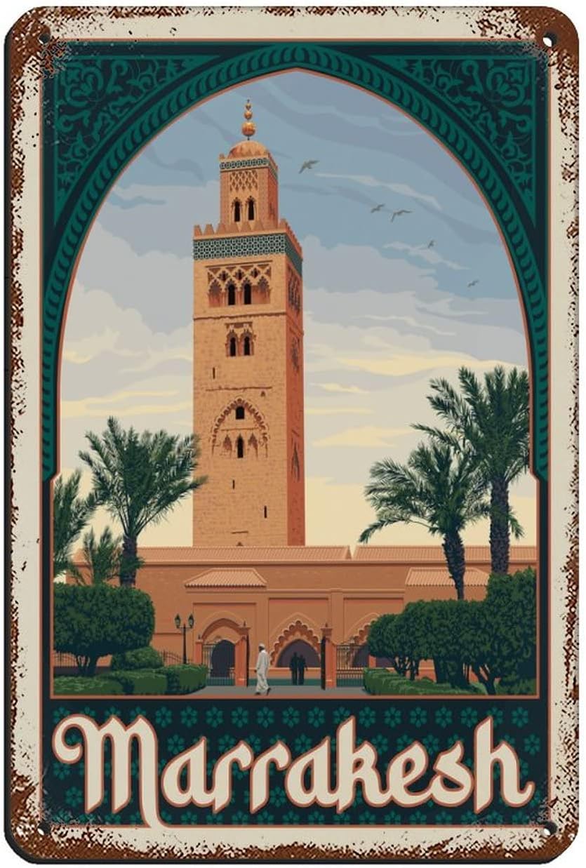 Targhe in metallo Marocco Marrakech Cucina di casa Ristorante Parete Club House Decorazione da viaggio Targa in metallo 30×20 cm