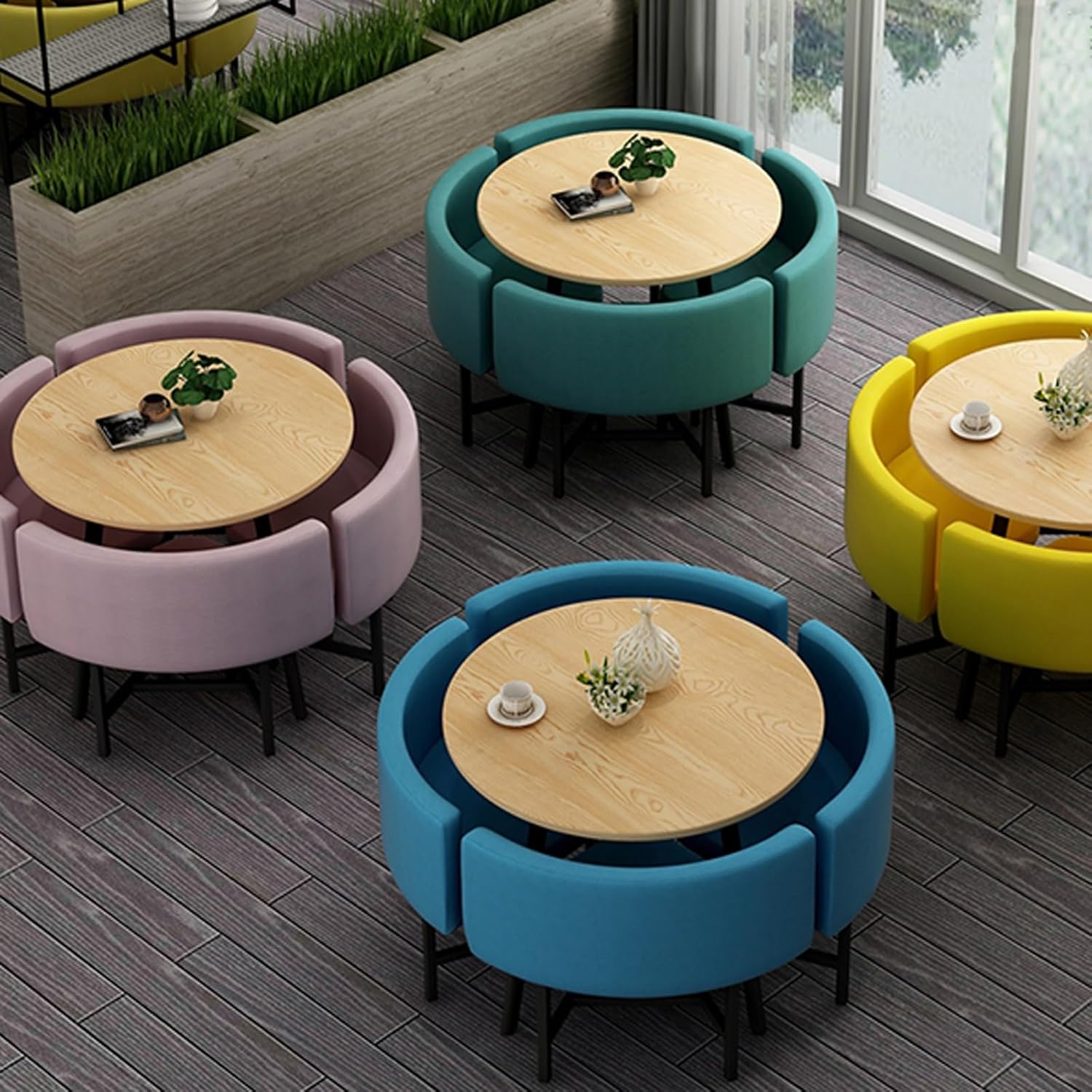 Office Reception Room Club Table and Chair Set, Nordic Negotiation Table and Chair, Garden Furniture Combination Sets, Negotiation Table Office Shops Meetings Small Round Tables,Blue