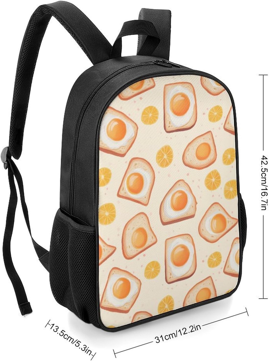 Breakfast Items Eggs And Toast Travel Backpack Casual Daypack Shoulder Bag with Adjustable Shoulder Straps for Hiking