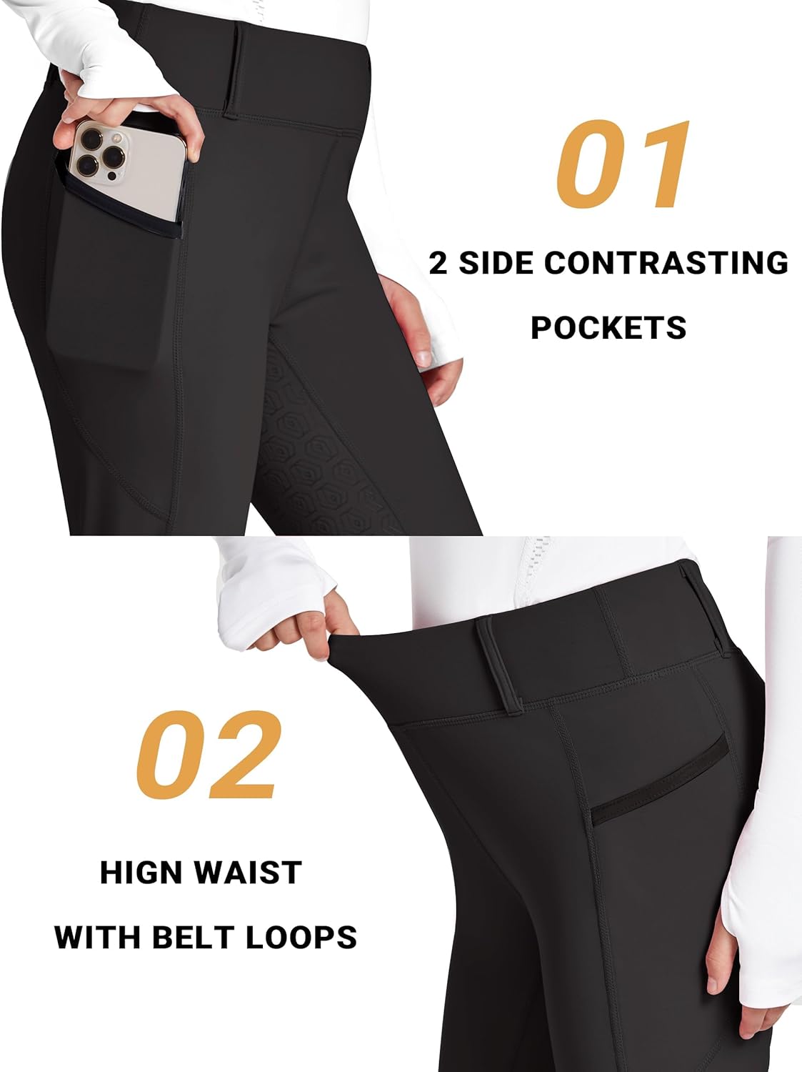 FitsT4 Sports Girl's Full Seat Horse Riding Pants Bootcut Riding Tights Kids Equestrian Breeches with Pockets - Image 5
