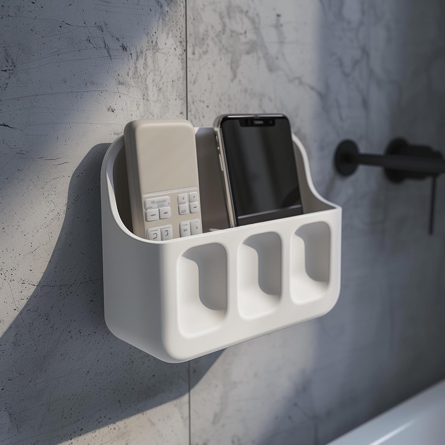 3D Printed Wall Organizer Shelf | Minimal Floating Storage Caddy | Modern Phone, Remote and Small Items Holder for Home Interiors Spaces | Shelf Size: 13 inches (33 cm)