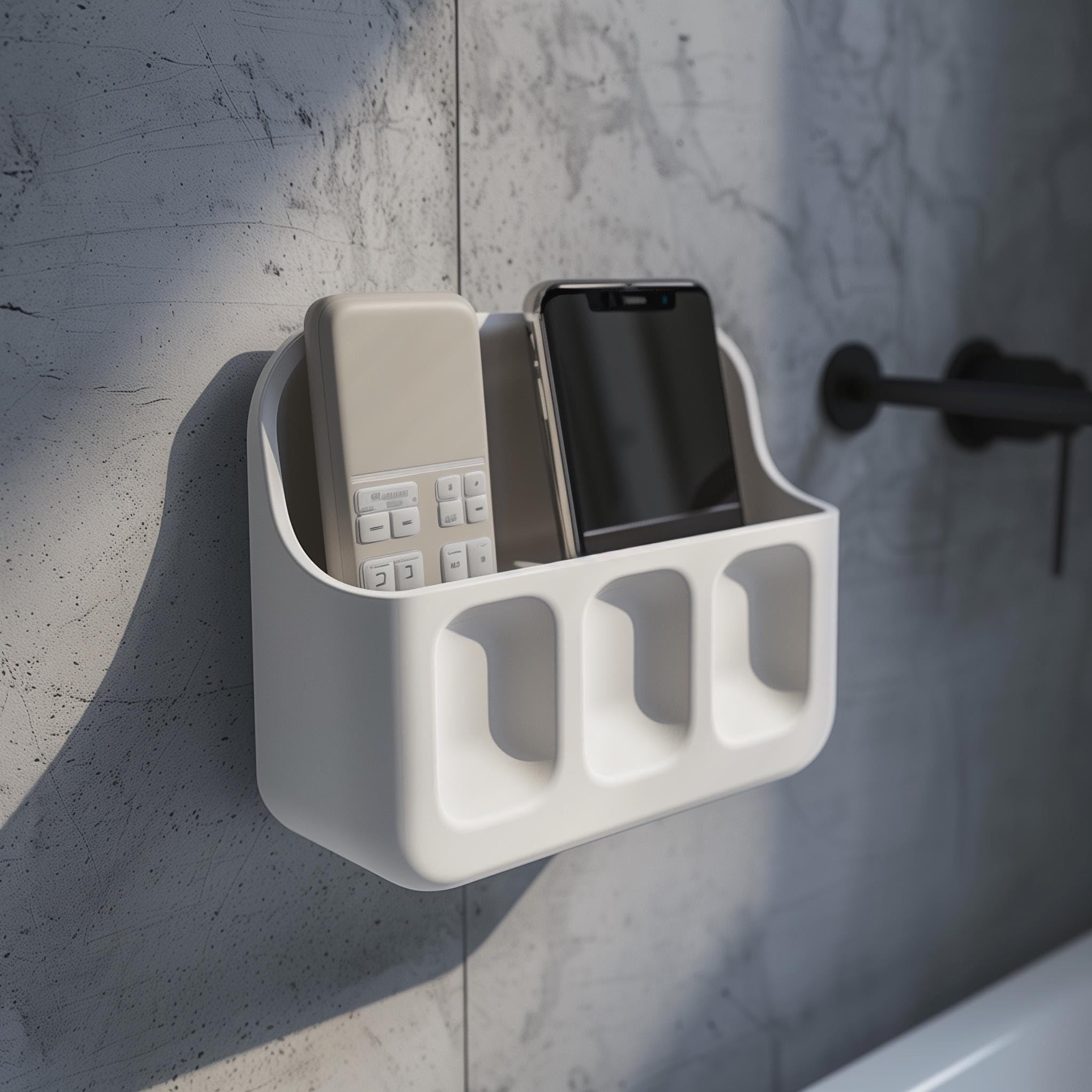 Mensola organizer da parete con stampa 3D, minimal, portaoggetti galleggiante | Supporto moderno per telefono, telecomando e piccoli oggetti per interni di casa | Dimensioni mensola: 10 in