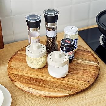 Amazon｜360回転式調味料入れ 木製調味料とスパイスオーガナイザー