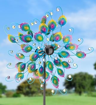 Regal Art & Gift Wind Spinner, Outdoor Metal Kinetic Yard Art with Stake