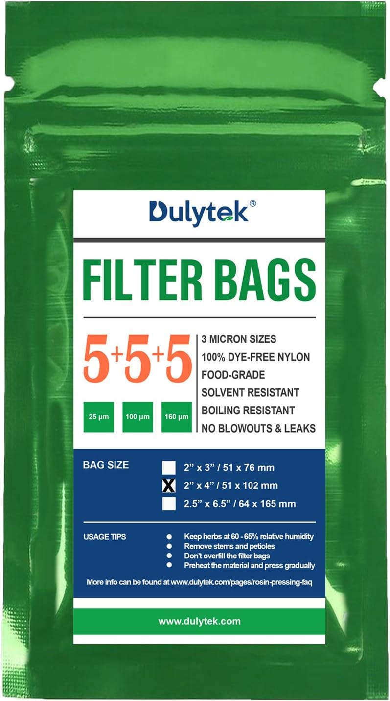 Dulytek Premium Nylon Filter Bags, 2" x 4", Trial Mixed Mesh Sizes - 25, 100, 160 Microns - 15 Pcs, 5 Bags Each Size, Double-Stitching, Zero Blowouts