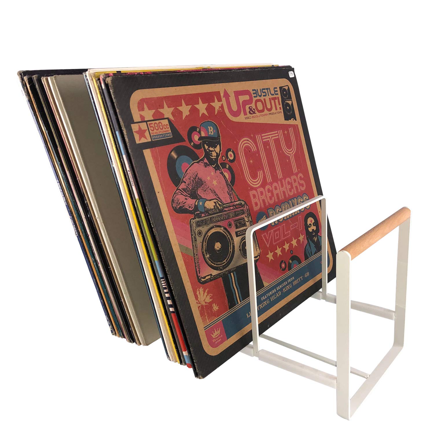 Supaway Platenstandaard voor grammofoonplaten en CD's, LP-houder, minimalistisch en elegant voor thuis