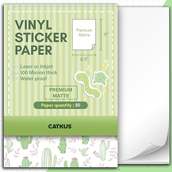 Premium Matte White Self Adhesive Vinyl Sticker Paper - Glossy Label Paper/Adhesive Sheets/Waterproof Paper/A4 5