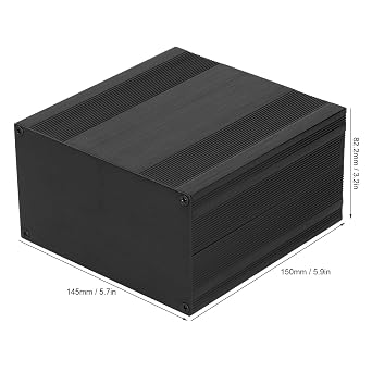 Aolidsive Aluminum Project Enclosure Box, Durable Split Type Housing for Power Amplifier Audio Aluminum Alloy Brushed Black 82.2 x 145 x 150mm 1 Pack