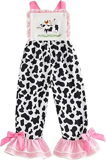 Toddler girl cow-print overalls romper