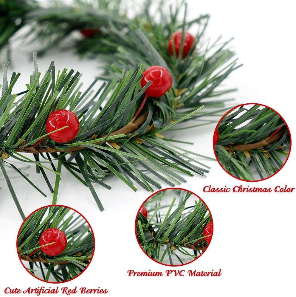 YBB 12Pcs Christmas Candle Rings, Small Artificial Red Berry Wreath Candle Holder Rings, Fits 3 Inch Pillars Candle Tapers for Rustic Wedding Centerpiece Christmas Table Decoration