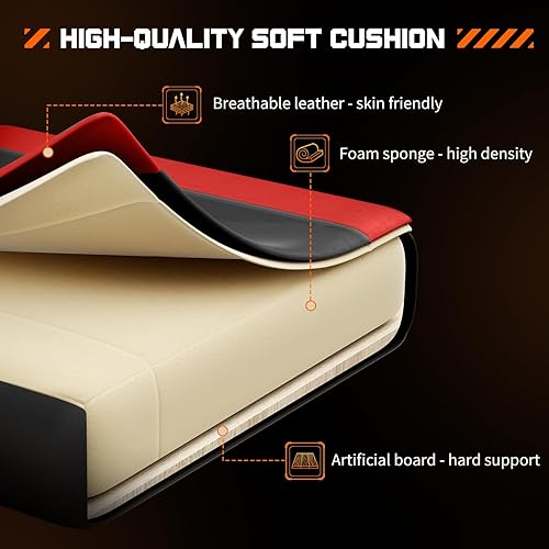 Miniatura 7 de Sweetcrispy Silla de escritorio para videojuegos, ergonómica para computadora con reposapiés y cómodo soporte lumbar, reclinable de piel sintética