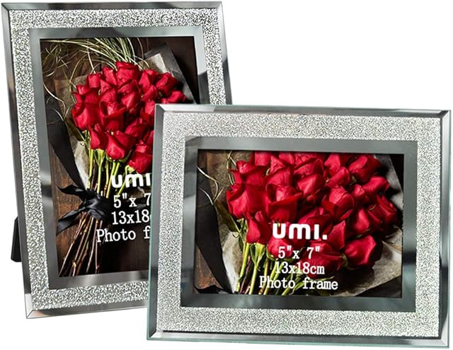 Amazon Brand - Umi 7x5 Sparkle Glass Photo Frames, 2 Pack